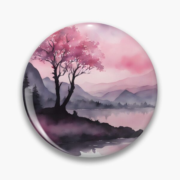 Item preview, Pink Silhouette Lake View designed and sold by CalmnessbyChoice.