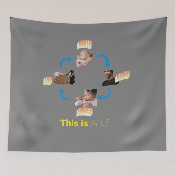 Item preview, Reflective Life Cycle Quote T-shirt, Is This All?, Thought-Provoking Human Life Cycle Design designed and sold by StyleFused.