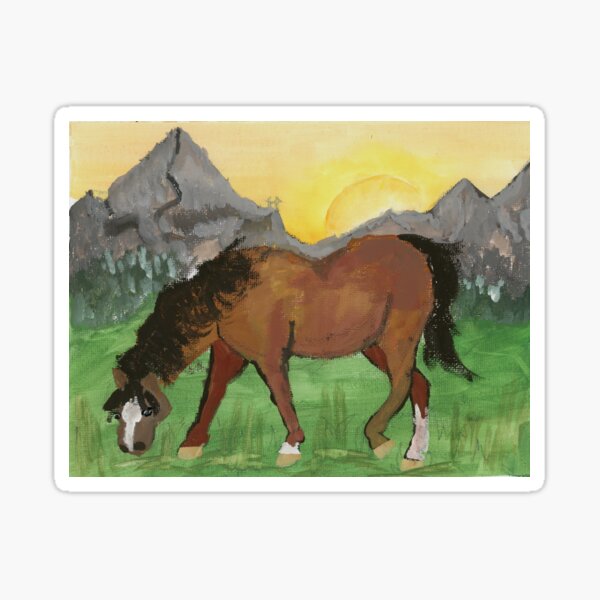 Item preview, Mountain Horse GOUACHE PAINTING designed and sold by Abby Art Studio.