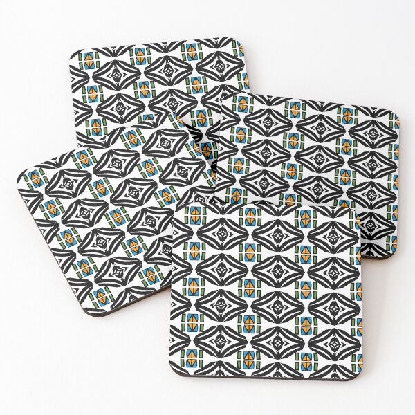 Item preview, Blue green black diamond block square repeat seamless pattern, retro patter designed and sold by pipikijung.