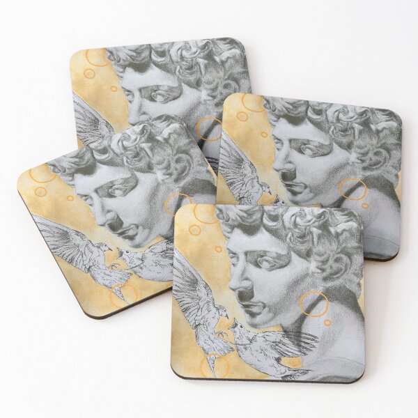 Item preview, Greek Bust Flying Birds Mixed Media Print designed and sold by Norah Gilbert.