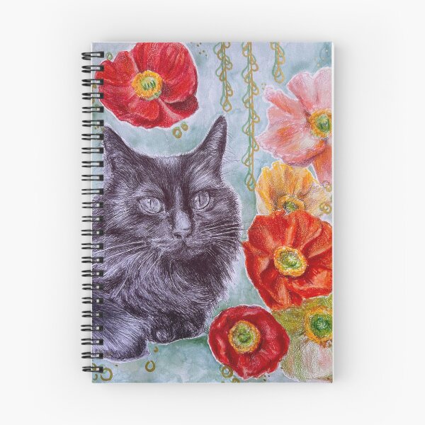 Item preview, Black Cat Flowers Print Colorful Mixed Media designed and sold by Norah Gilbert.