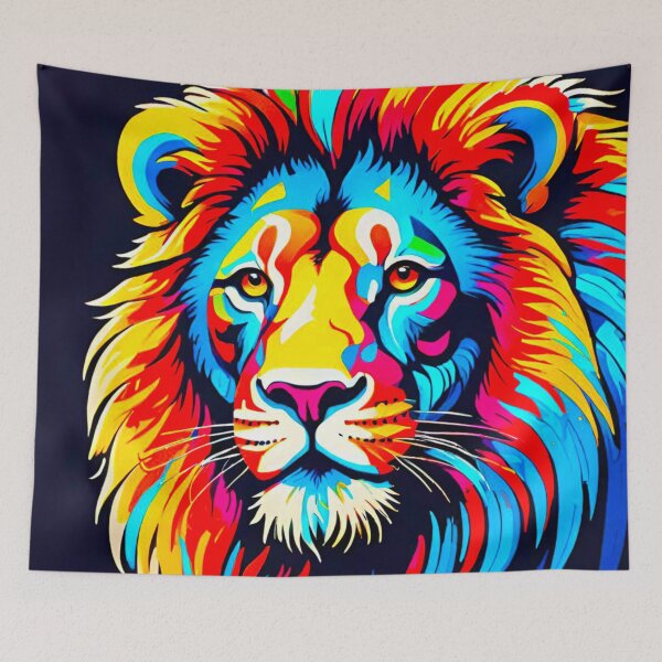 Item preview, Majestic Mane: Colorful Lion with a Huge Mane designed and sold by GrizzlyCollective.