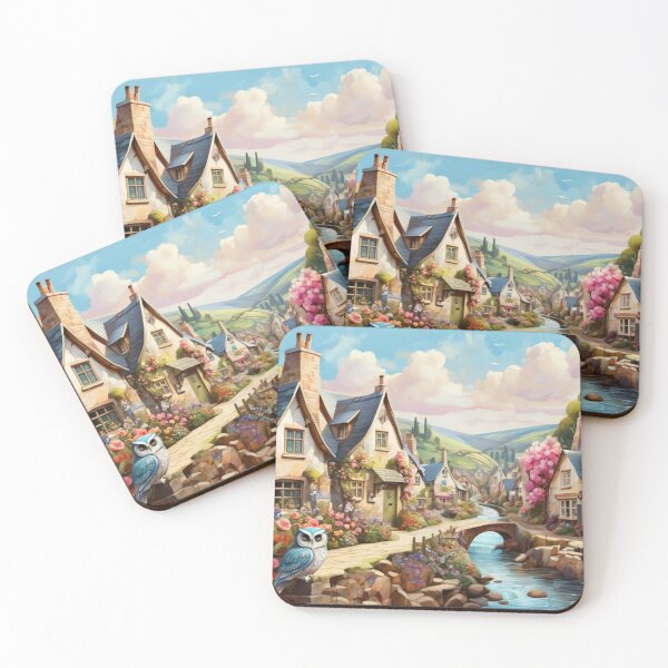 Item preview,  A Village of Flowers, Stream, and a Owl designed and sold by T-shirtMill.
