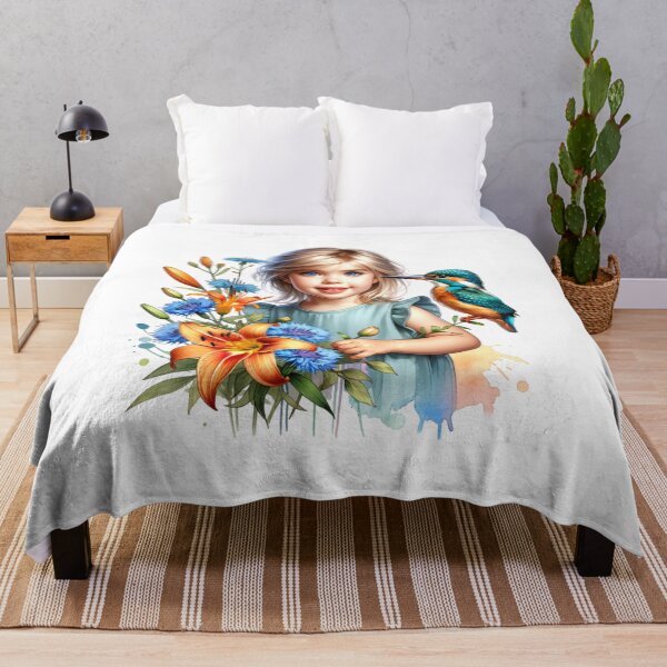 Item preview, Girl with flowers and bird designed and sold by warrior4print.