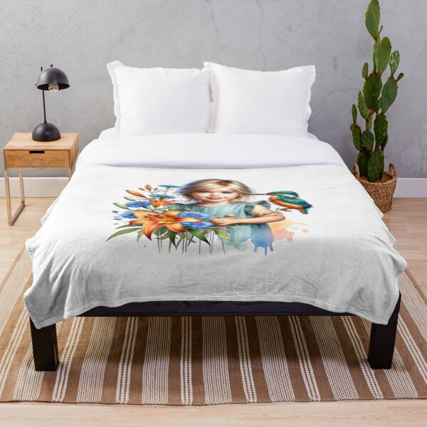 Item preview, Girl with flowers and bird designed and sold by warrior4print.