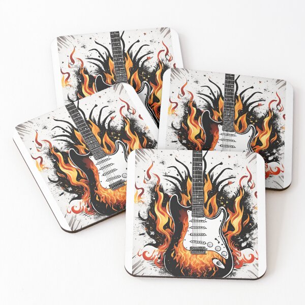 Item preview, Flaming Riffs: Electric Guitar in Flames designed and sold by MisiuKolorowy.