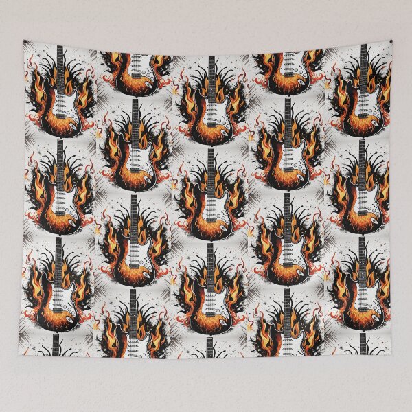 Item preview, Flaming Riffs: Electric Guitar in Flames designed and sold by MisiuKolorowy.