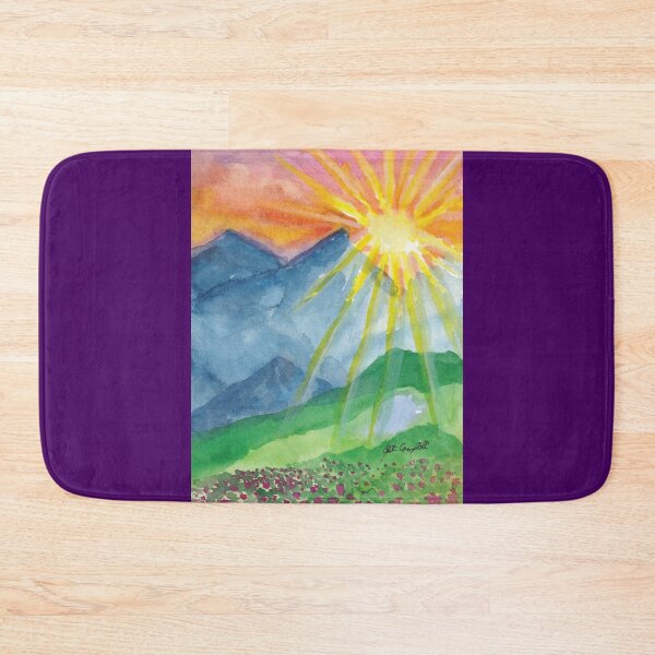 Item preview, Watercolor wildflower field with a mountain sunset designed and sold by Kristinesque.