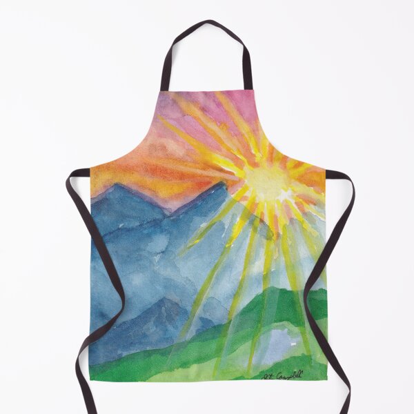 Item preview, Watercolor wildflower field with a mountain sunset designed and sold by Kristinesque.