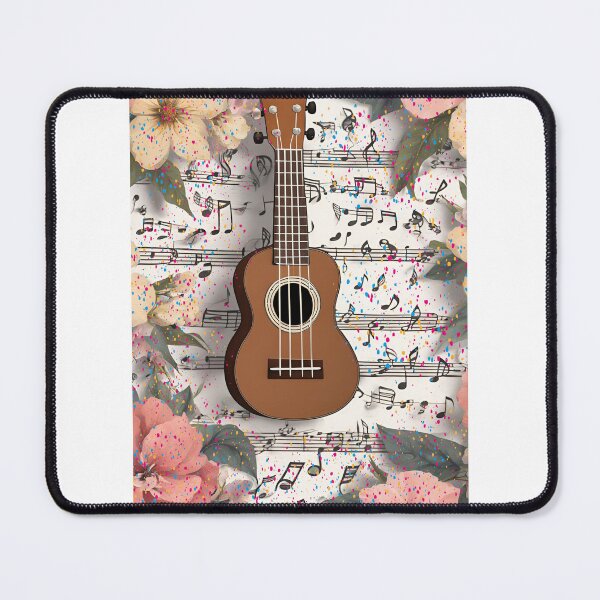 Item preview, Ukulele Amidst Notes and Flowers designed and sold by MisiuKolorowy.