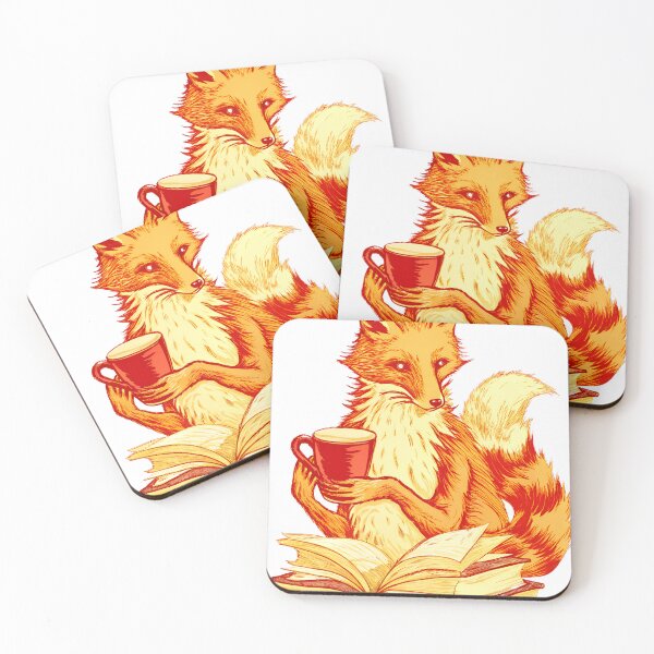 Item preview, Fox Drinking Coffee and Reading a Book designed and sold by MakeitMelo.