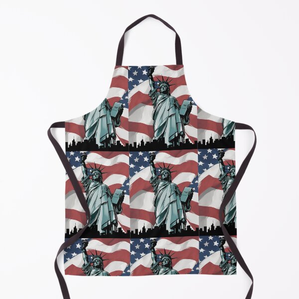 Item preview, Statue of Liberty Against the City and American Flag designed and sold by MisiuKolorowy.