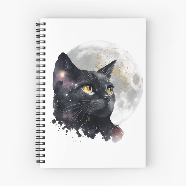 Item preview, Witchy Mystical Black Cat Kitty and Full moon designed and sold by WildWoodlandWitch.