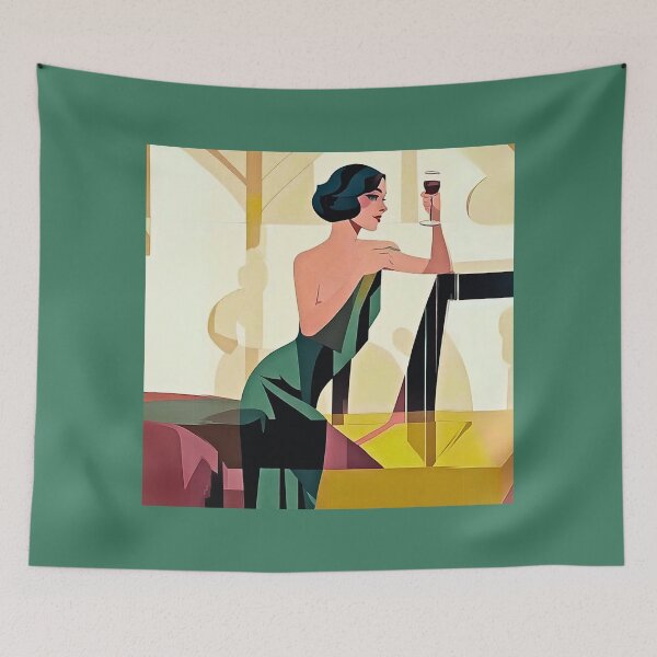 Item preview, Deco Lady in Green Modern Art designed and sold by Marymarice.