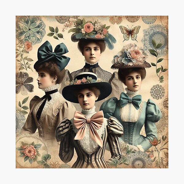 Item preview, Victorian Elegance Four Women in Period Attire Amidst Nature’s Beauty designed and sold by freackly.