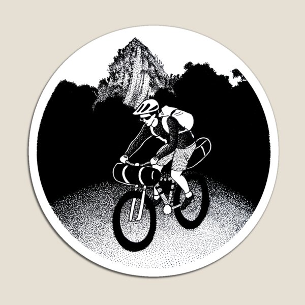 Bikepacking Pen and Ink Drawing Magnet
