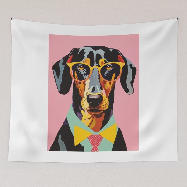 Item preview, Doberman Student with Orange Glasses designed and sold by luvandsocial.