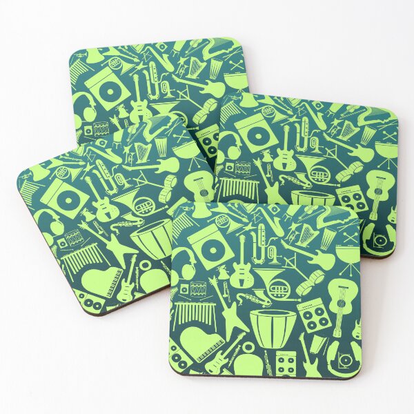 Item preview, Lime Green On Green Gradient Musical Instrument Collage designed and sold by BrightrDayMusicArt.