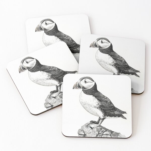 Item preview, Black and white puffin pencil drawing designed and sold by Pencil-Art.