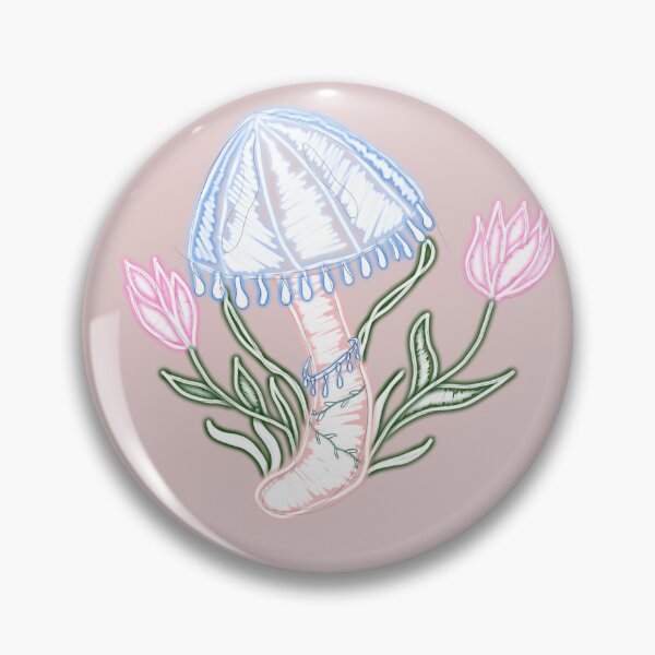Item preview, Neon mushroom with flowers designed and sold by blackygoldcat.