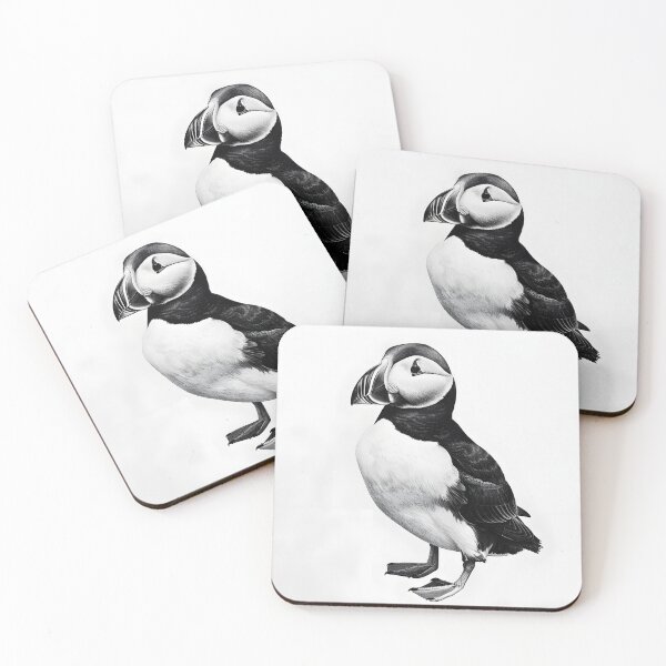 Item preview, Black and white puffin pencil drawing designed and sold by Pencil-Art.