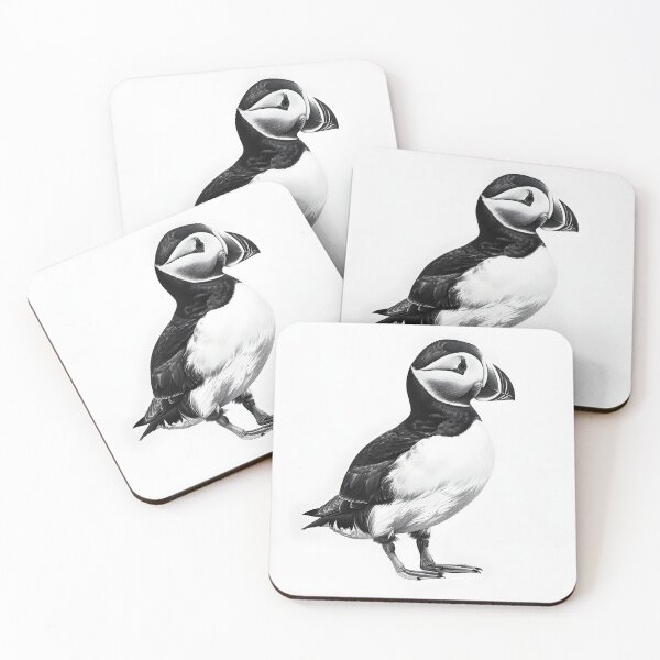 Item preview, Black and white puffin pencil drawing designed and sold by Pencil-Art.