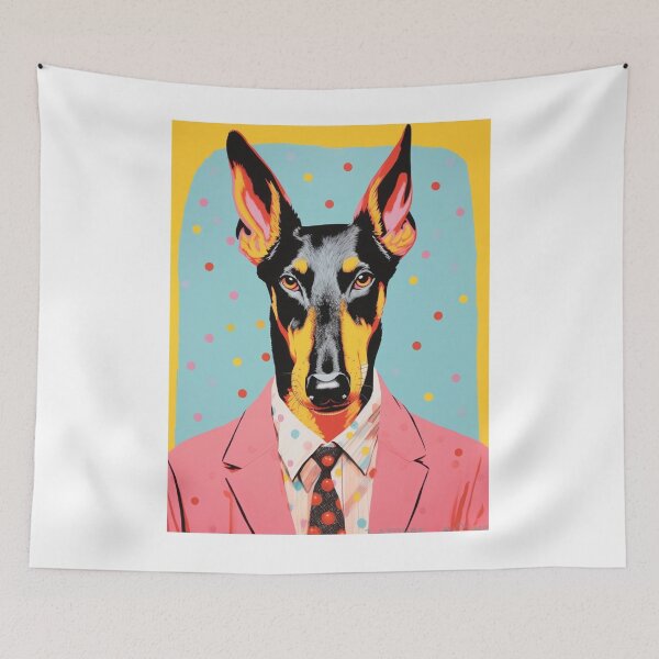 Item preview, Doberman Pinscher in a Pink Suit with Confetti designed and sold by luvandsocial.