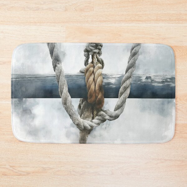 Item preview, Old linen sailing rope wrapped around a wooden, blue beam with peeling paint designed and sold by ArtRenavet.