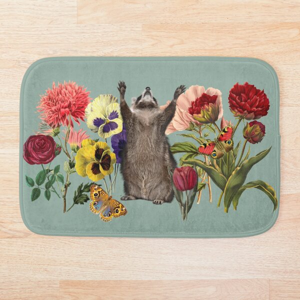 Artikelvorschau, Lustiger Waschbär unter Wildblumen-Vintage-Illustration entworfen und verkauft von MoonCatLab.