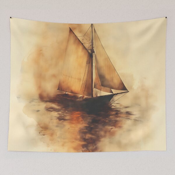 Item preview, Oil painting of old sailing boat, old vintage style designed and sold by ArtRenavet.