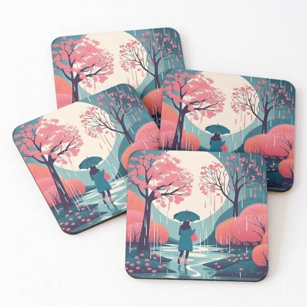 Item preview, Lady with Umbrella with Rainy Spring  designed and sold by PCGDrawing.