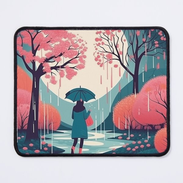 Item preview, Lady with Umbrella with Rainy Spring designed and sold by PCGDrawing.