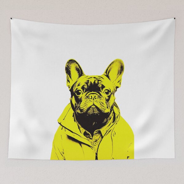 Item preview, 80's Frenchie in Florescent Windbreaker - French Bulldog designed and sold by luvandsocial.