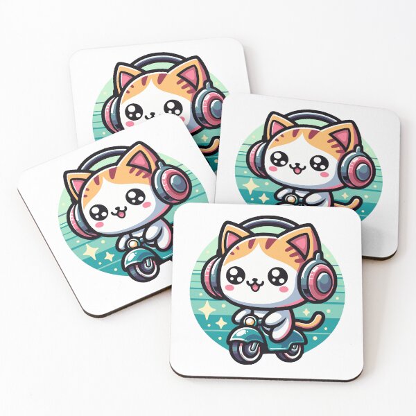 Item preview, Cute kawaii cat on motor scooter designed and sold by SekoOne.