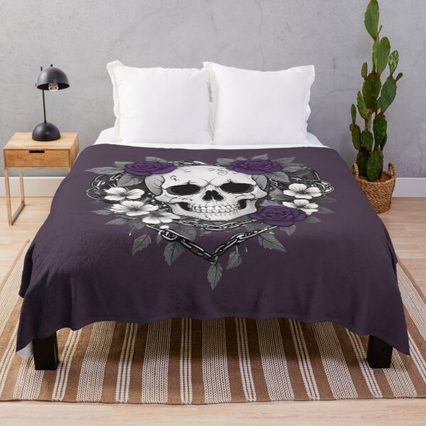 Item preview, Goth Girl Composition Gray Skull and Purple Flowers designed and sold by MadnessEnvelope.