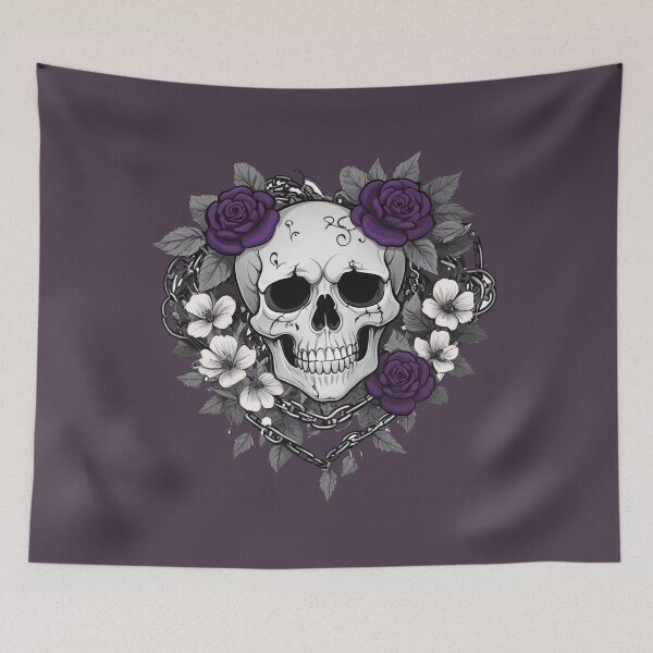 Item preview, Goth Girl Composition Gray Skull and Purple Flowers designed and sold by MadnessEnvelope.