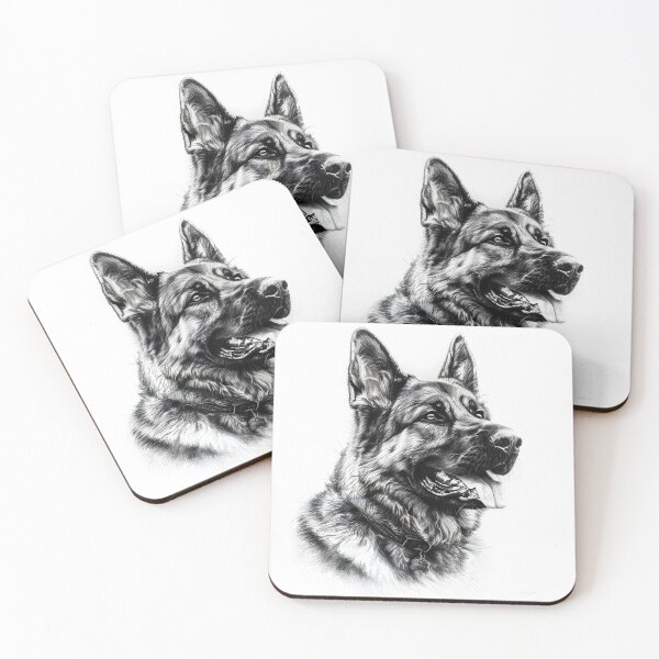 Item preview, Black and white German Shepherd pencil drawing designed and sold by Pencil-Art.