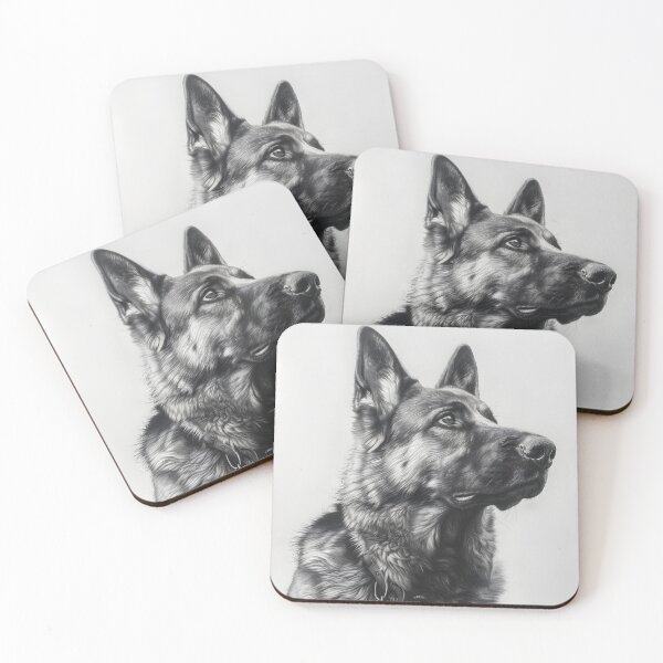 Item preview, Black and white German Shepherd pencil drawing designed and sold by Pencil-Art.