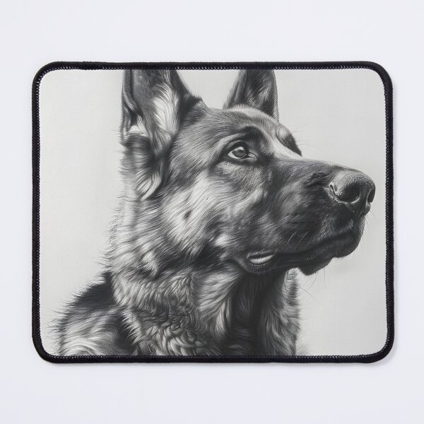 Item preview, Black and white German Shepherd pencil drawing designed and sold by Pencil-Art.