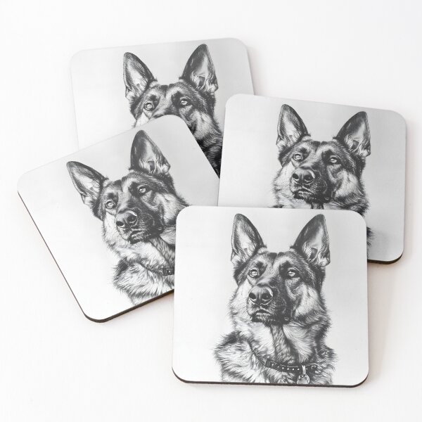 Item preview, Black and white German Shepherd pencil drawing designed and sold by Pencil-Art.