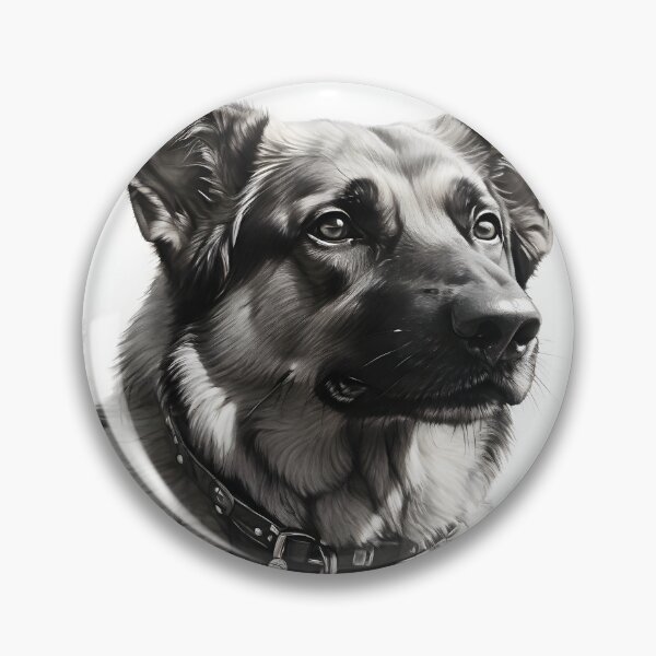 Item preview, Black and white German Shepherd pencil drawing designed and sold by Pencil-Art.