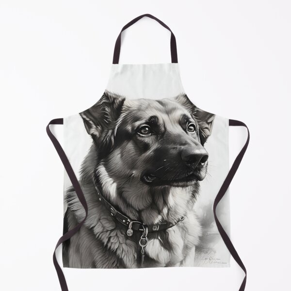 Item preview, Black and white German Shepherd pencil drawing designed and sold by Pencil-Art.