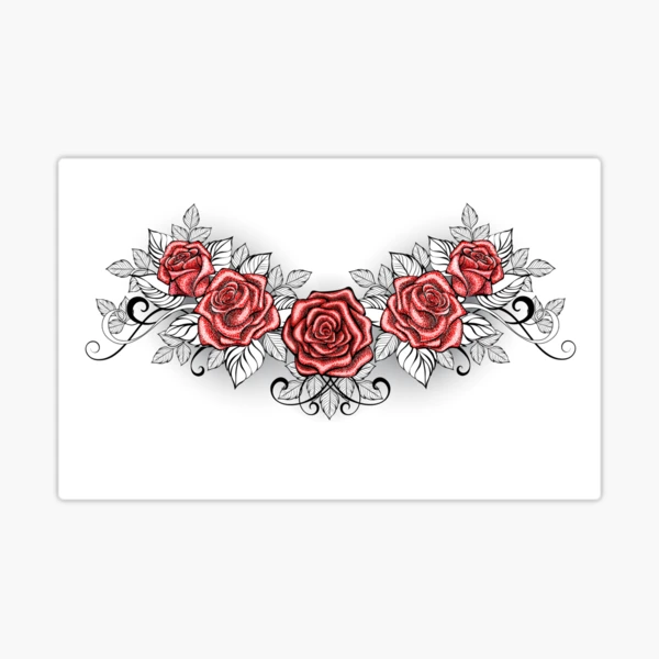 Deep Red Roses Flower Stickers