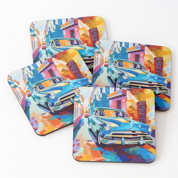 Item preview, Old Havana Urban Vibrance - Vintage Classic Blue Car on Colorful Habana Vieja Street AI Generated designed and sold by OlfactoART Studio.
