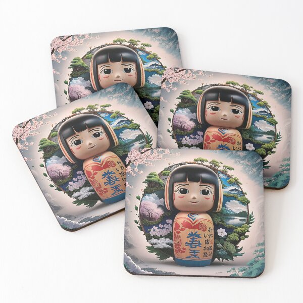 Item preview, Kokeshi wooden doll with nature scenes   designed and sold by BlissfulBlossom.