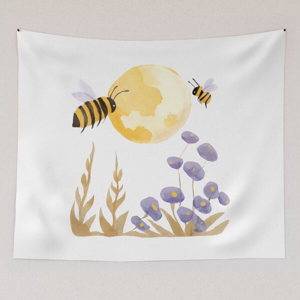 Item preview, Watercolor Moonlit Bee Garden designed and sold by Petalette.