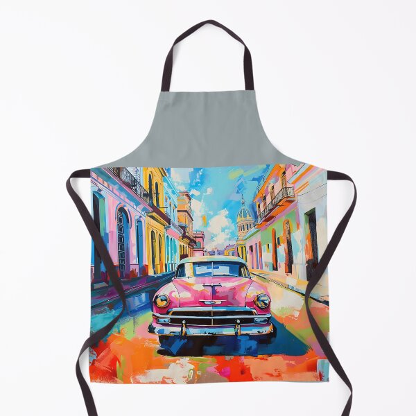 Item preview, La Habana Tropical Elegance - Vintage Pink Car on Vibrant Havana Street designed and sold by OlfactoART Studio.