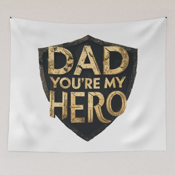 Item preview, Dad, You're My Hero - Rugged Shield Typography Art designed and sold by HahaHandlesHub.