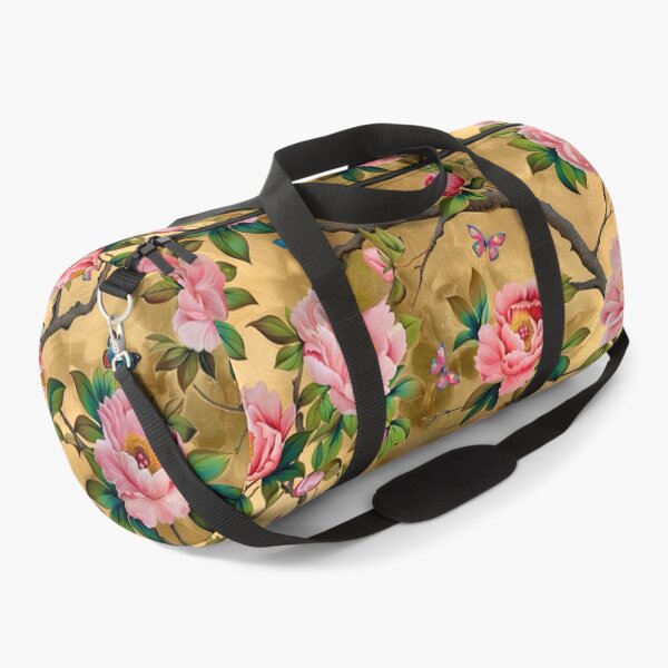 Item preview, Antique style chinoiserie peonies and butterflies on gold designed and sold by SophieClimaArt.